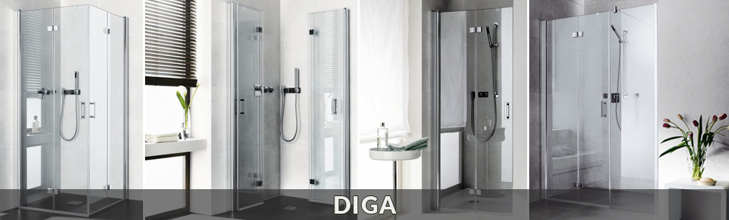 Kabiny prysznicowe Kermi z kolekcji Diga