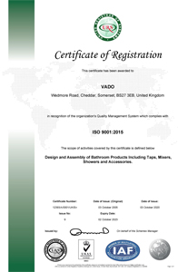 VADO - Certyfikat ISO 9001