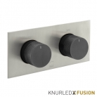 Bateria prysznicowa termostatyczna 2-drożna - Individual Knurled X Fusion - IND-T148/2-H-XNBK - Nikiel Szczotkowany & Czarny Szczotkowany